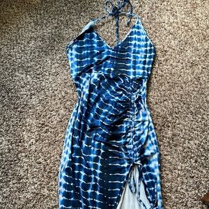 Blue stretch maxi dress